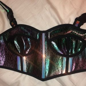 Bustier style metallic crop top